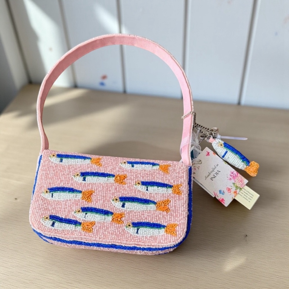 Pink Sardine Beaded Shoulder Handbag NWT HTF